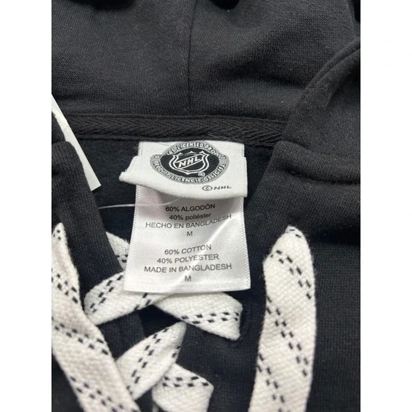 NHL Anaheim Ducks Mens Lace Up Hoodie Black Orange Graphic Sweatshirt Medium NEW - Picture 5 of 5